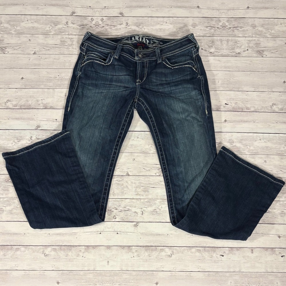 Ariat Ruby Bootcut Jeans Dark Wash Denim White Stitch Women's 28R